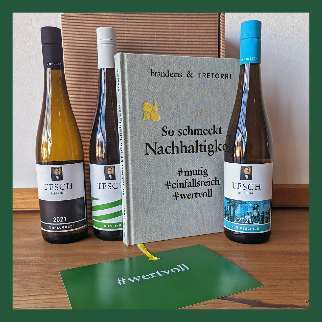 Spezial-Set mit 3 Weinen und dem Buch „So schmeckt Nachhaltigkeit“